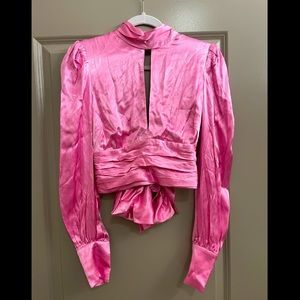Hot Pink Silk L/S Top
